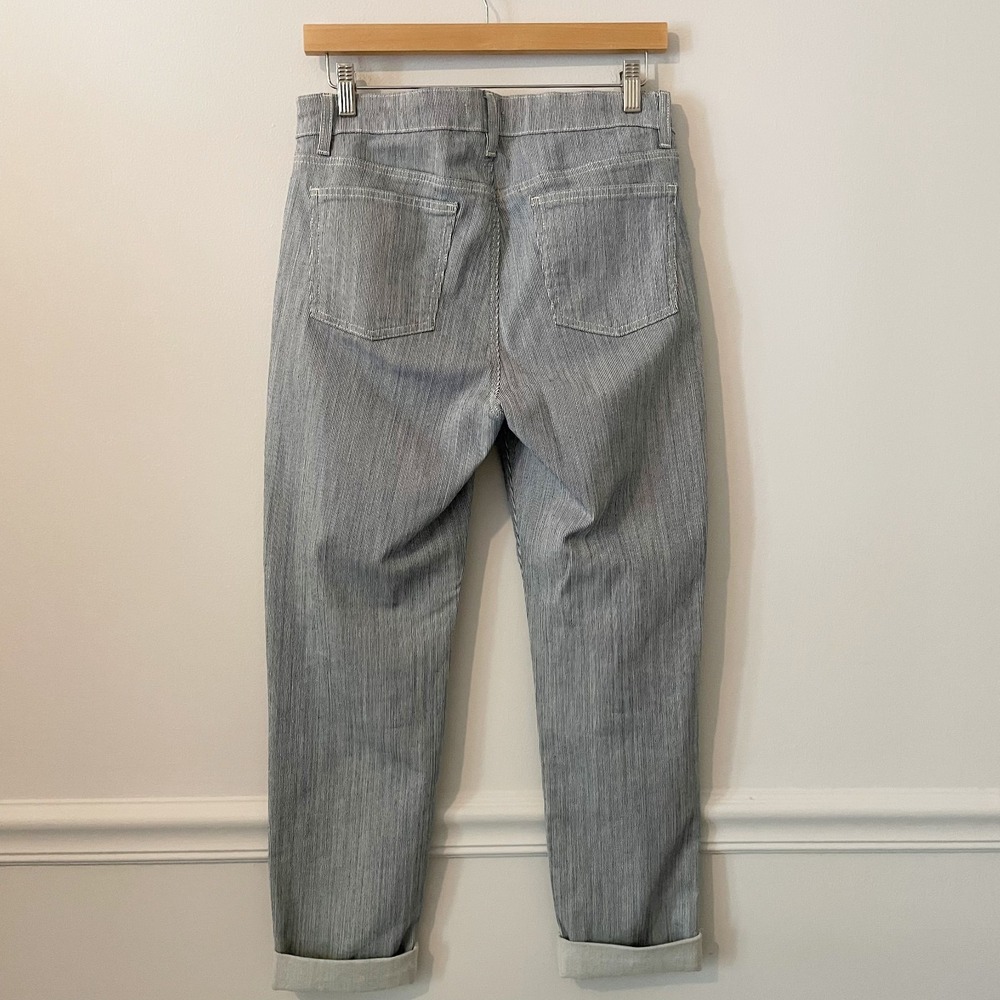 Eileen Fisher Railroad Striped Skinny Jeans Blue White Size 8 Minimalist Stretch - Picture 3 of 9
